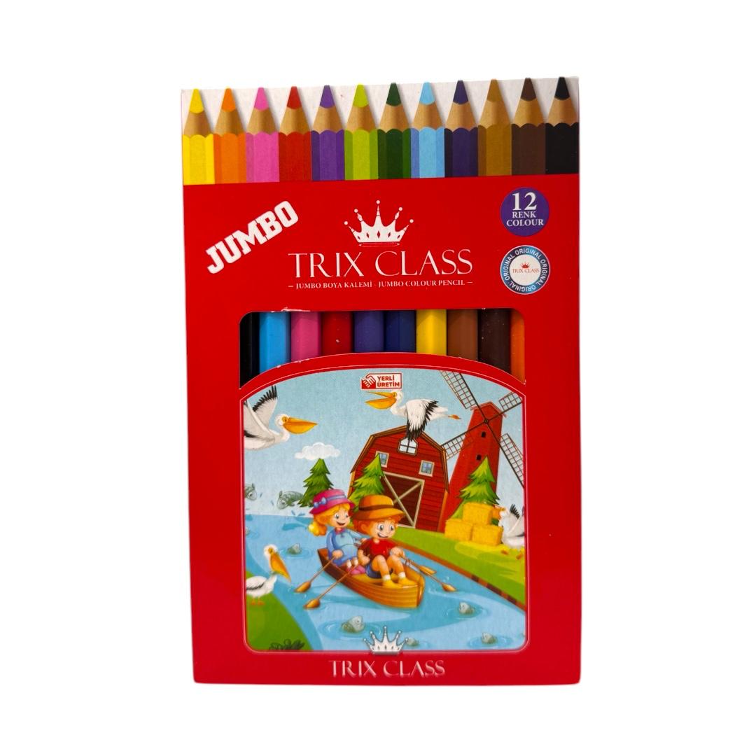 TRİX UZUN JUMBO KURU BOYA 12 RENK 12'Lİ PAKET